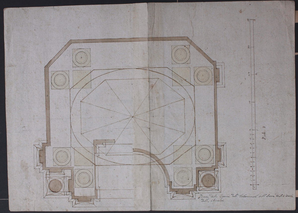 Marcantonio Chiarini Architetto Bologna Disegno Progetto Chiesa XVII XVIII secolo