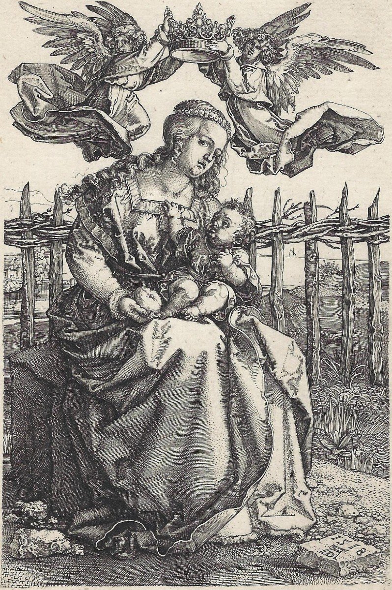 Amand Durand (Albrecht Durer) - Madonna con Bambino e Angeli - Incsione