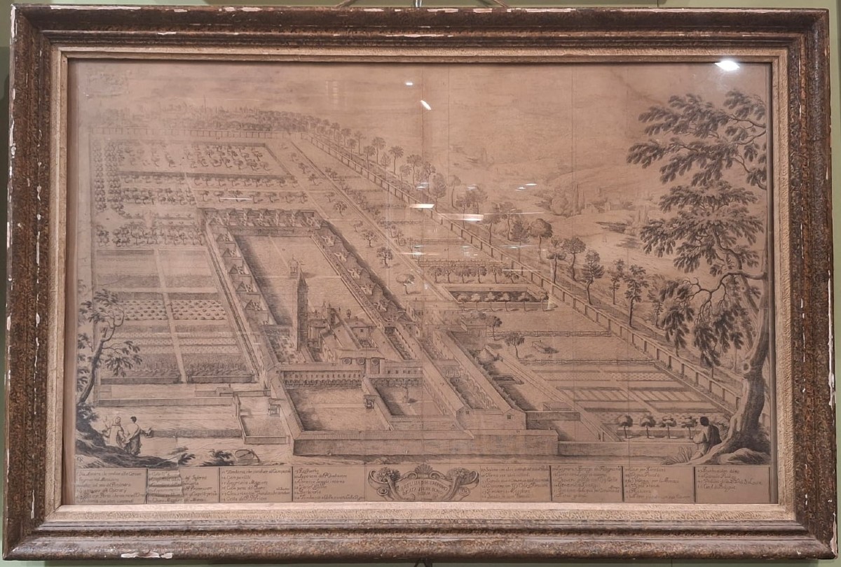 Girolamo Ruvinetti, Rarissima Veduta Panoramica della Certosa di Bologna, Incisione fine 600