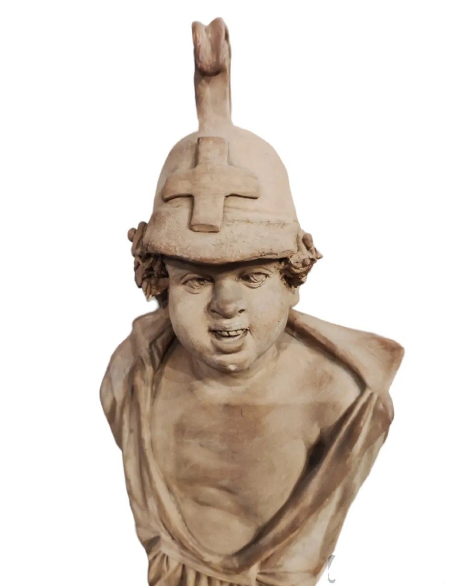 Busto di bambino con elmo . Terracotta.Italia inizi XIX Secolo -photo-2