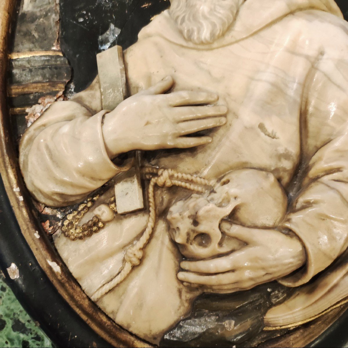 san francesco in meditazione , scultura marmo Sicilia (?) XVIII Secolo -photo-3