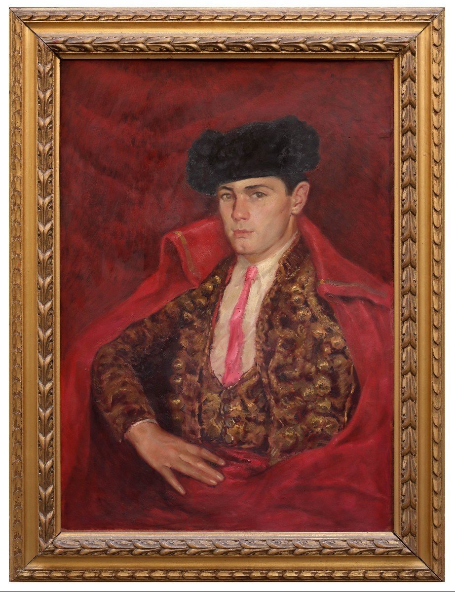 Ritratto di torero, Dipinto ad olio su compensato, di I.Giannacini (1897-1968) firmato, Italia 