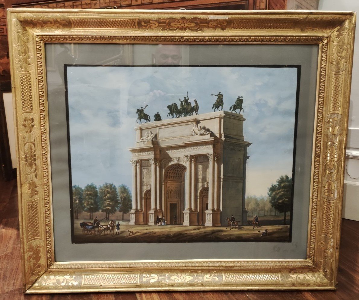 Arco della pace Milano, Tempera su carta ,ambito di G Migliara  Italia inizi XIX secolo -photo-3