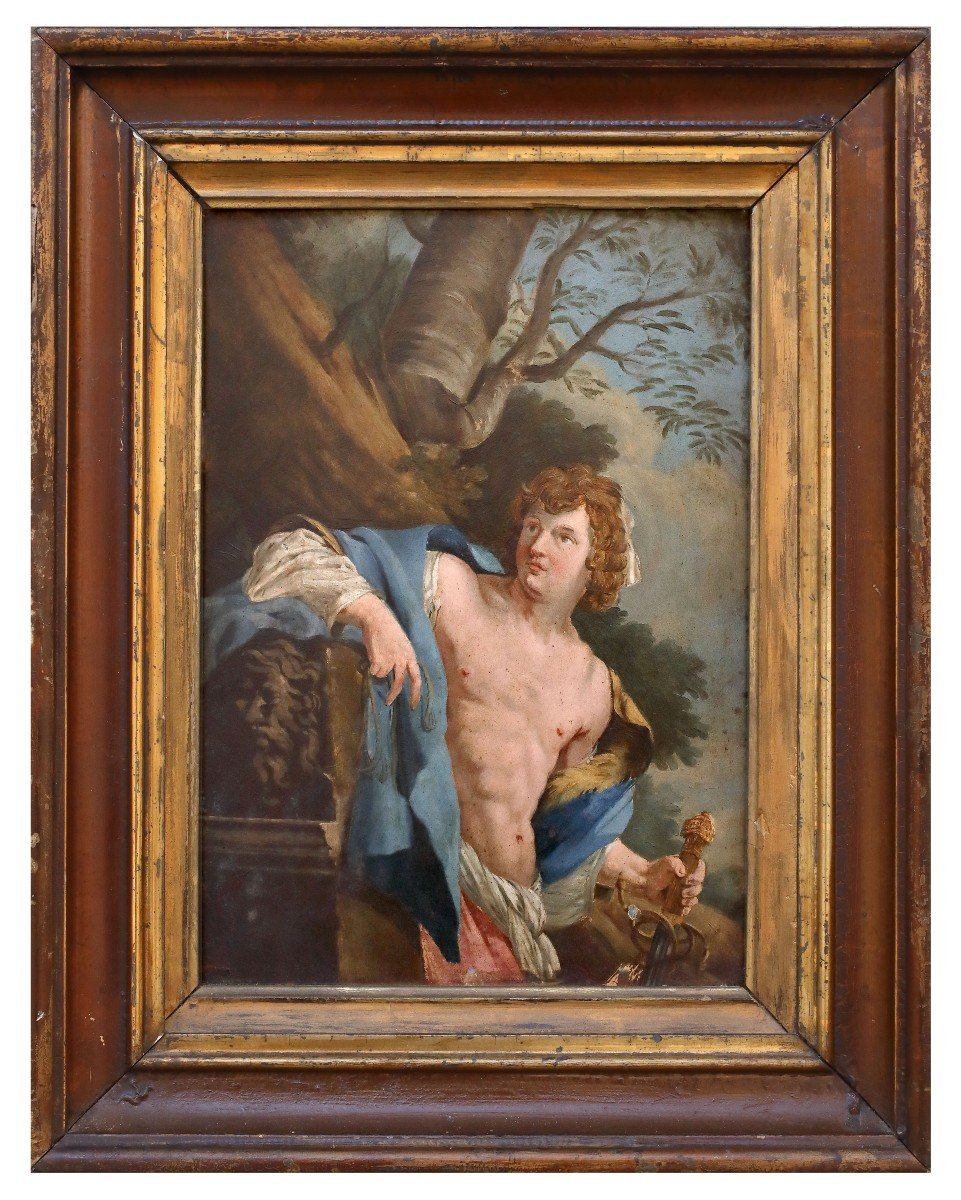 David a  Riposo, Dipinto, Fiandre o Francia XVIII Secolo 