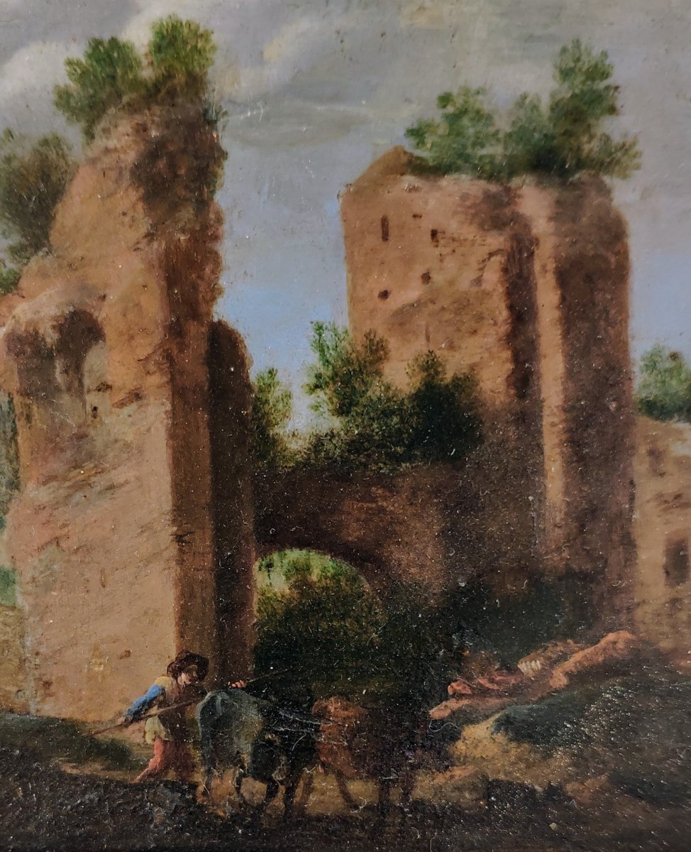 Paesaggio con figure e trofei di Mario, dipinto intorno H.F Van Lint  Fiandre XVII Secolo -photo-3