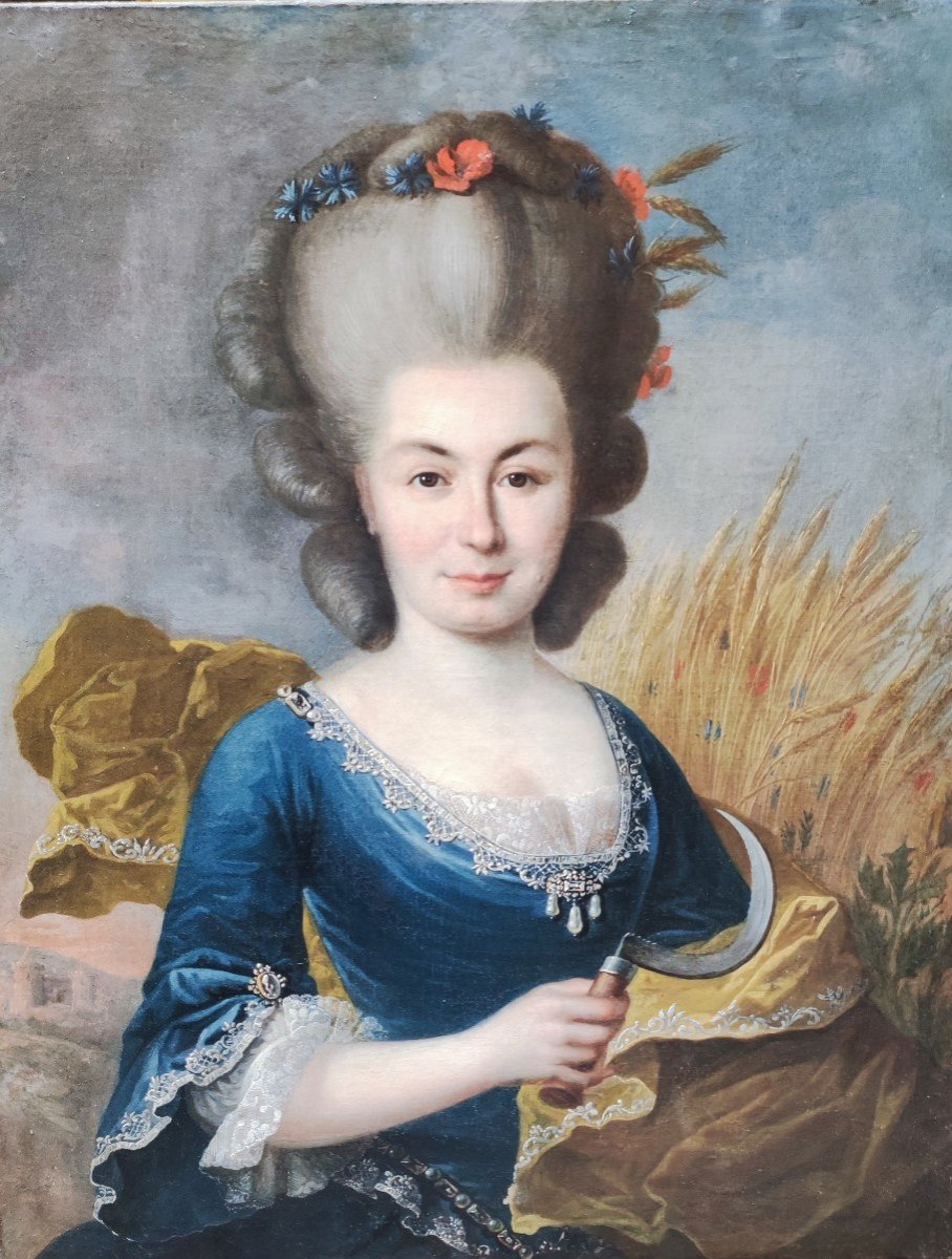 ritratto di dama come  estate , dipinto , Italia del nord o Francia XVIII Secolo 