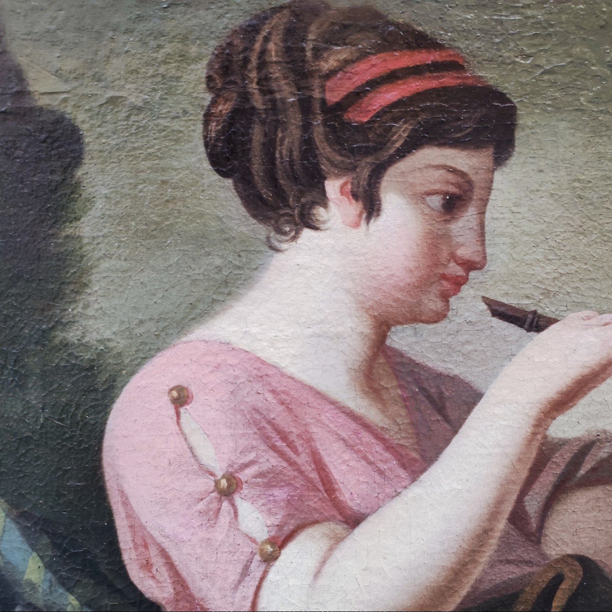 allegoria della musica , Dipinto olio su tela Italia dine XVIII Secolo -photo-2