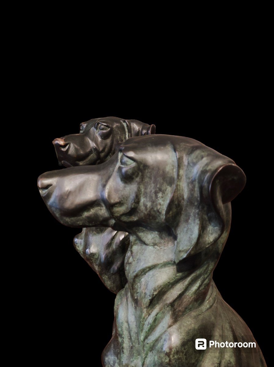 Coppia di cani seduti , sculture Italia XX Secolo -photo-2