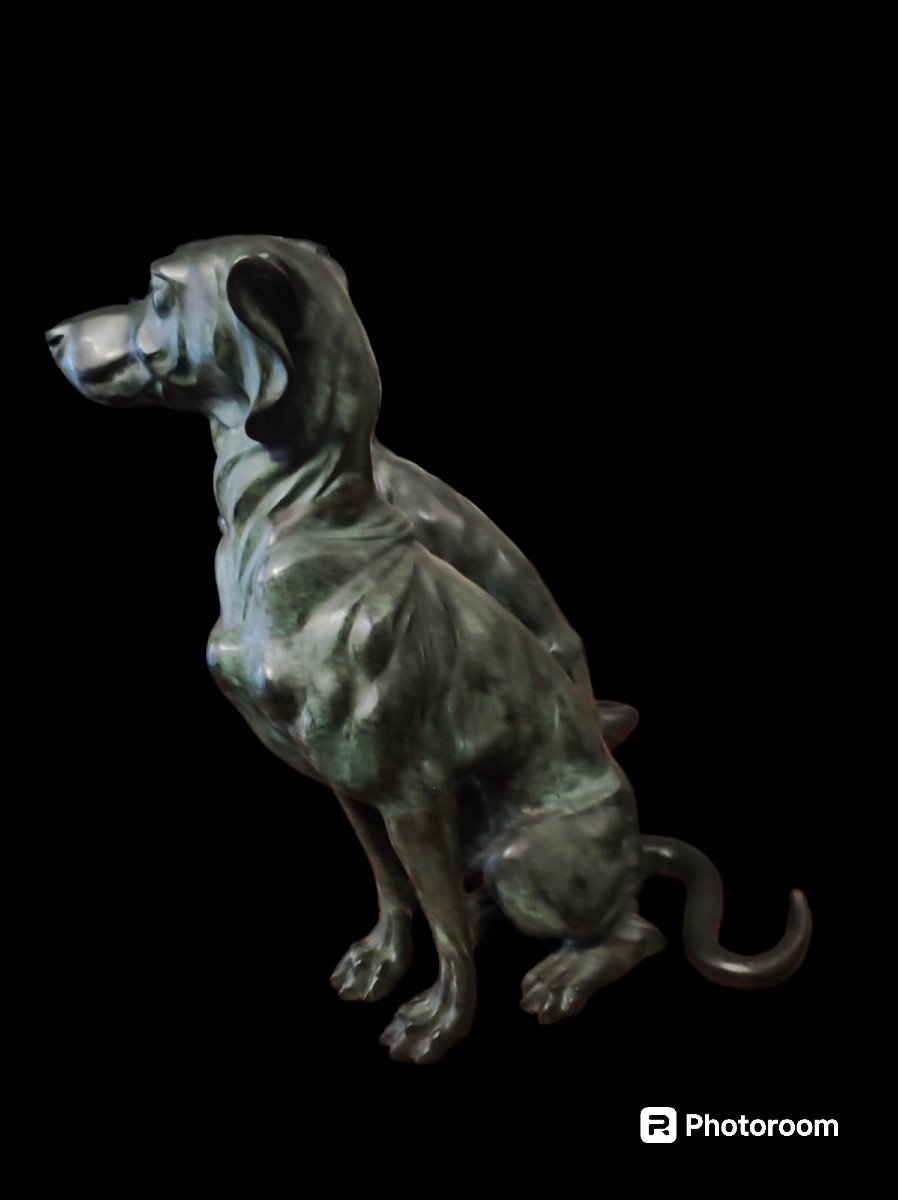 Coppia di cani seduti , sculture Italia XX Secolo -photo-3