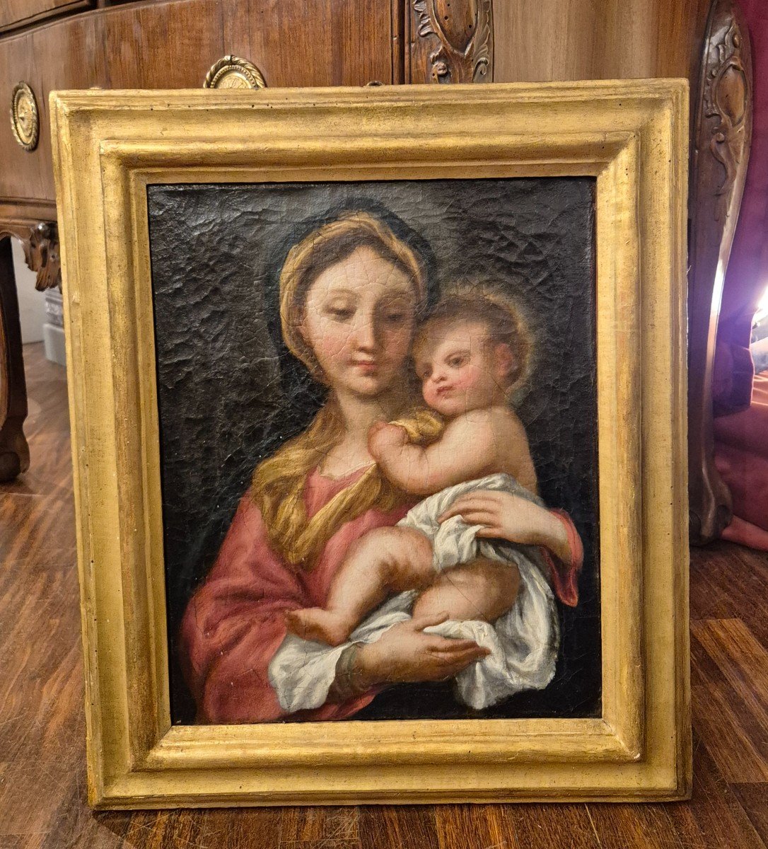 Madonna con Bambino , Dipinto Genova XVIII Secolo -photo-3