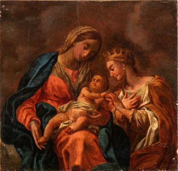 Matrimonio mistico di Santa Caterina, Dipinto Italia XVII Secolo 