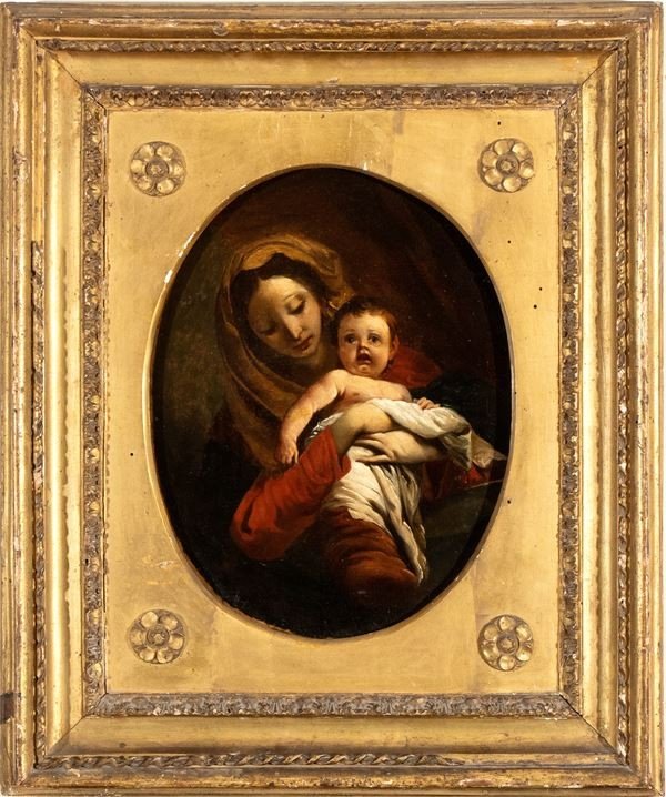 Madonna con bambino, Dipinto , intorno a G.B Tiepolo Venezia XVIII Secolo 