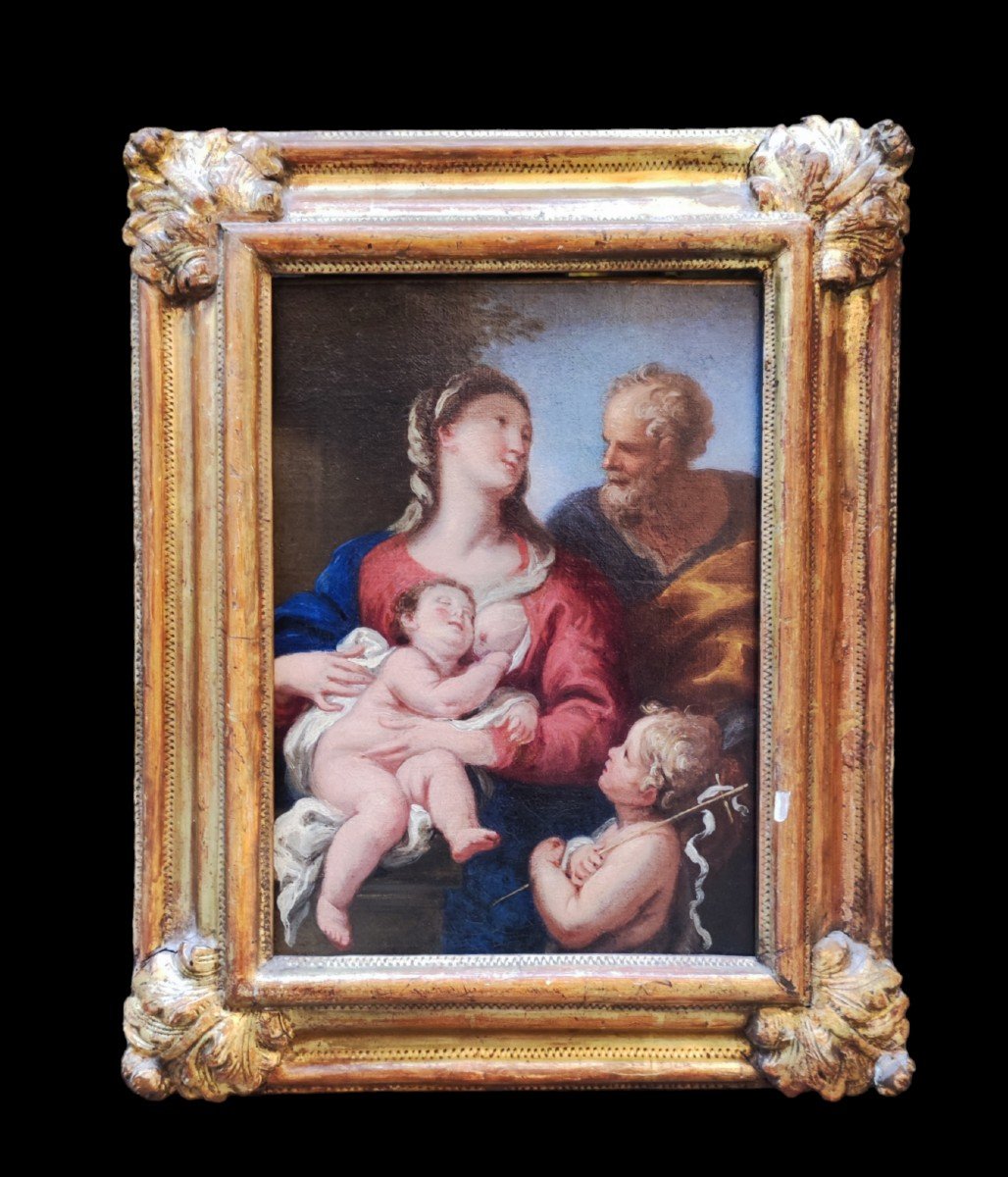 Madonna con bambino, San Giuseppe e san Giovannino, Dipinto Italia Firenze XVIII Secolo 