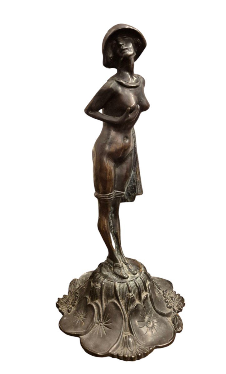 La bagnante , scultura in bronzo, Francia inizi XX Secolo , f.ta Moreau