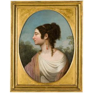 Ritratto di giovane donna di profilo, Dipinto, inizi XIX Secolo
