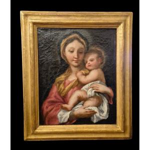 Madonna con Bambino , Dipinto Genova XVIII Secolo 