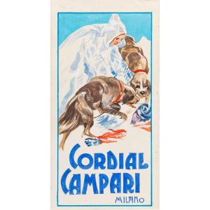 Cordial Campari 1904, tempera su carrtone , attr. a A. Hohenstein, Italia inizi XX Secolo