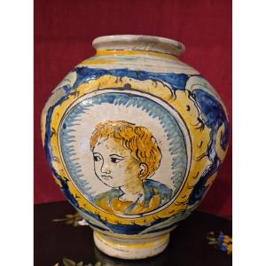 Vaso in maiolica del tipo Bombola, Sicilia, XVIII secolo, Caltagirone