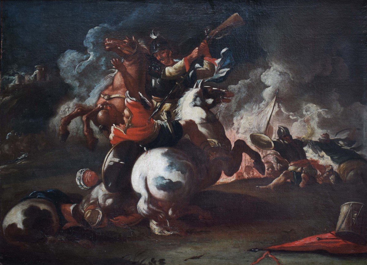 Francesco Maria Raineri detto lo Schivenoglia (1676 - 1758)  Scena di battaglia-photo-2