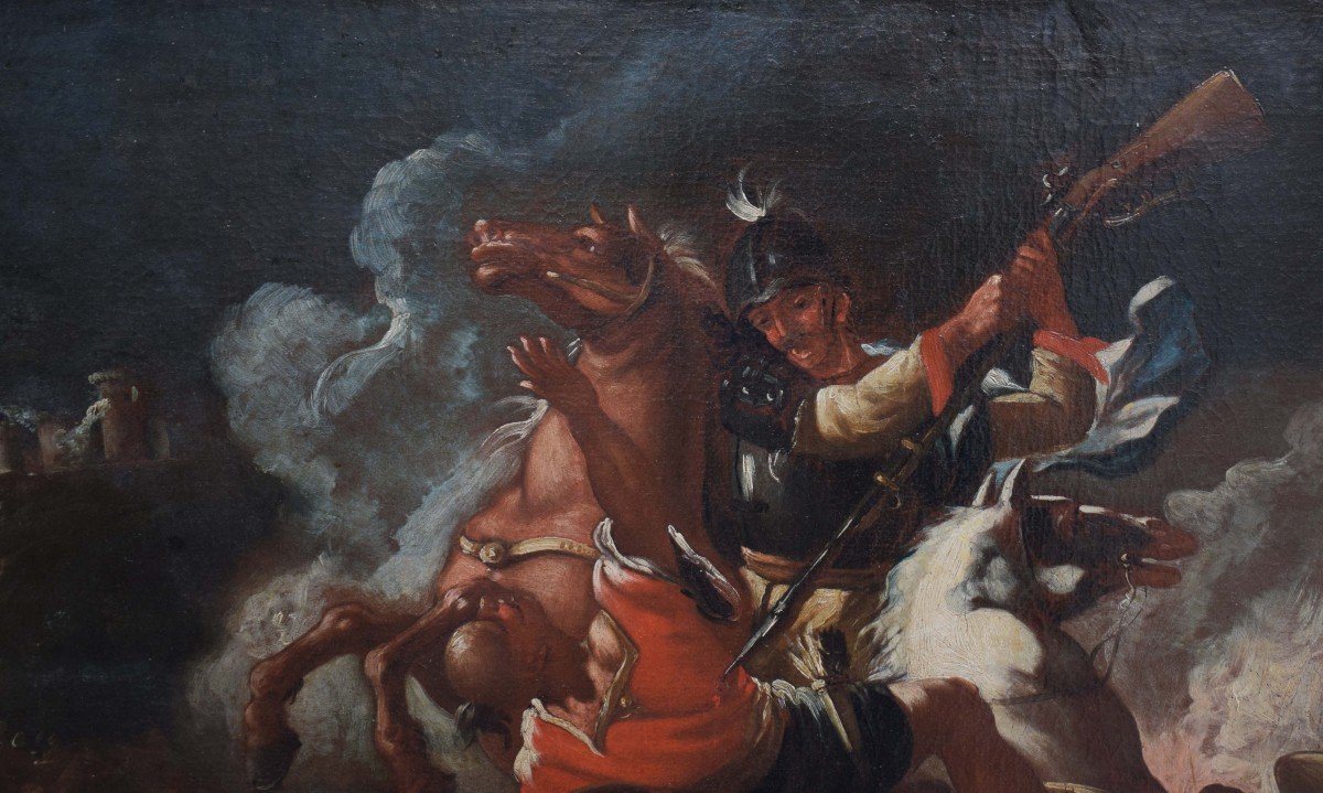 Francesco Maria Raineri detto lo Schivenoglia (1676 - 1758)  Scena di battaglia-photo-1