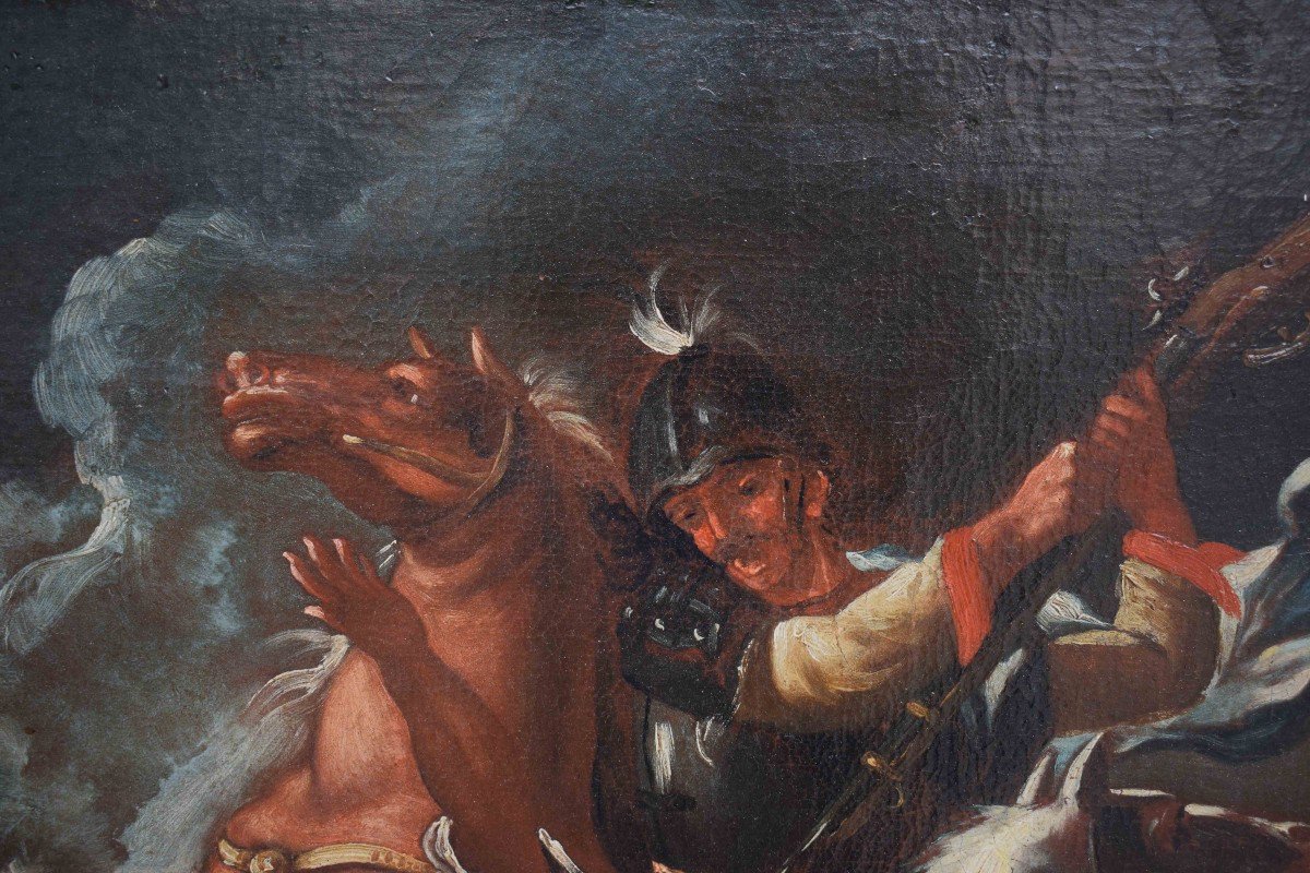 Francesco Maria Raineri detto lo Schivenoglia (1676 - 1758)  Scena di battaglia-photo-6