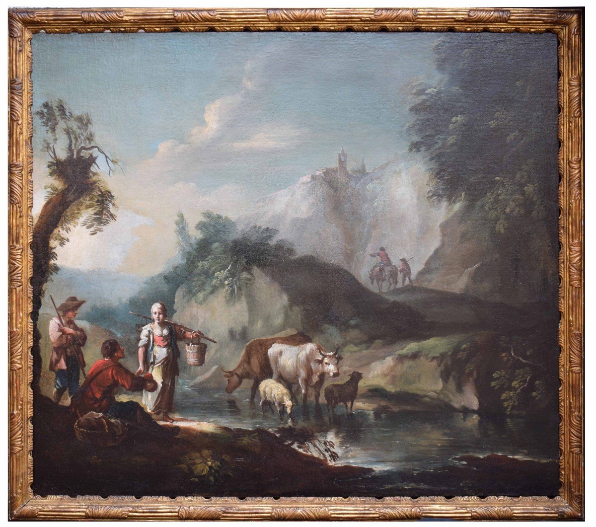 Francesco Antoniani (1700/1710 – 1775) Scene pastorali Dipinto Olio su tela-photo-3