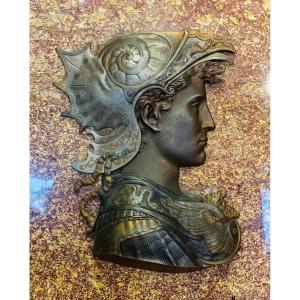 ritratto in bronzo di alessandro magno su marmo XIX secolo il marmo e' brocatello di spagna