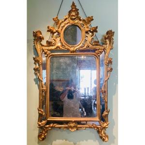 specchiera in legno dorato roma 18" secolo