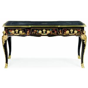 Francia, XIX secolo, 1870 Bureau-plat - Scrivania chinoiserie  Legno laccato