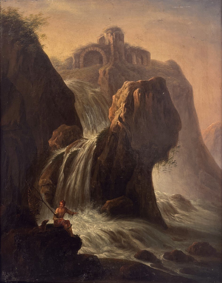 Scuola Italiana, XIX Secolo, Paesaggio con Cascata-photo-2