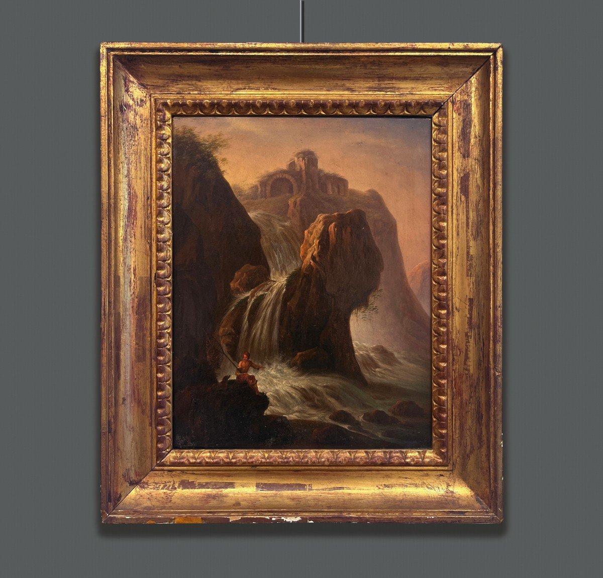 Scuola Italiana, XIX Secolo, Paesaggio con Cascata