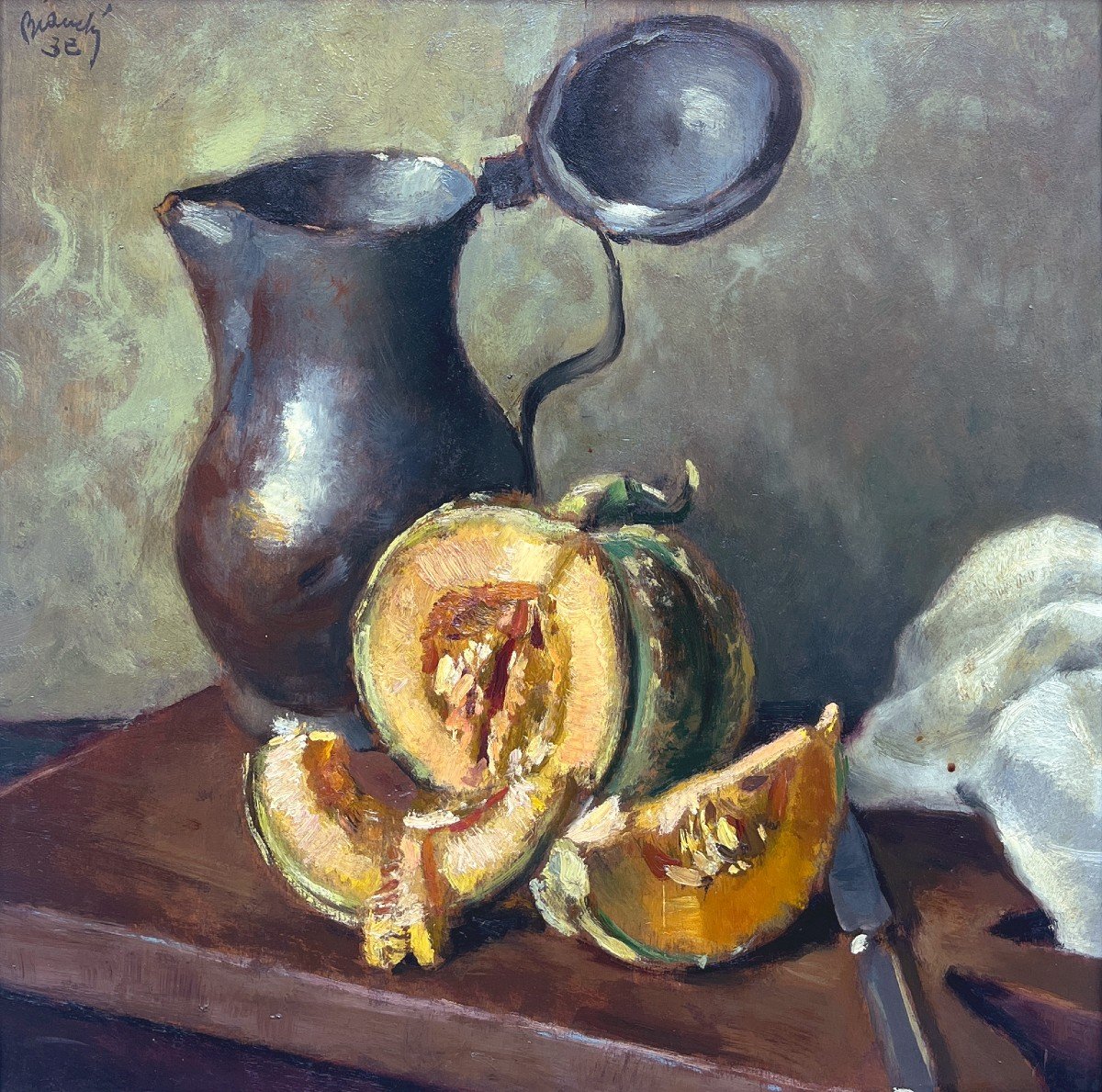 Alberto Bianchi (Rimini, 1882 - Milano, 1969) Natura Morta, Brocca e Zucca, 1938-photo-3