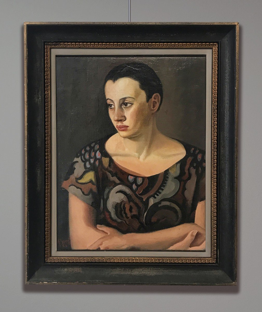 Artiste Du 20ème Siècle Signé A. Simet (?) Portrait de femme, 1920