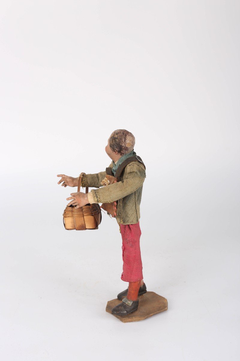 Figura del presepe napoletano "bambino", canapa, terracotta e legno. 18° secolo-photo-3