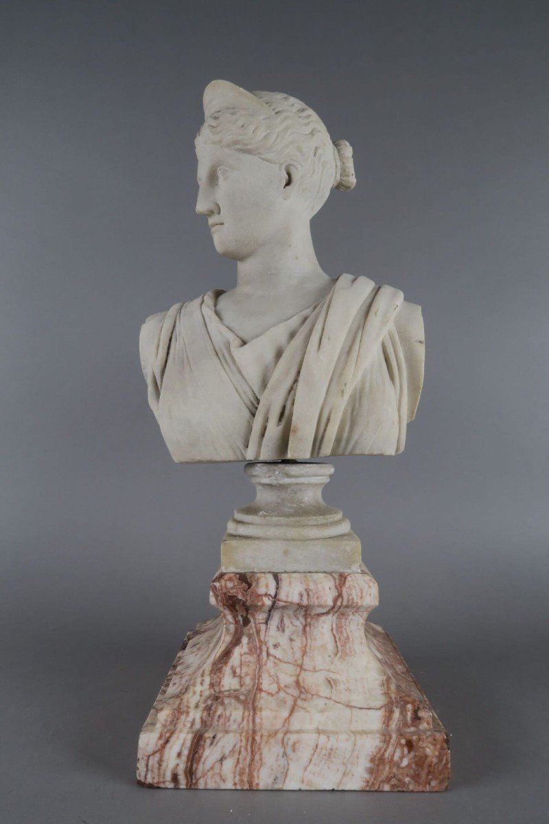 Secondo Diana di Versailles del Museo del Louvre (Antichità greca)  Busto in alabastro 