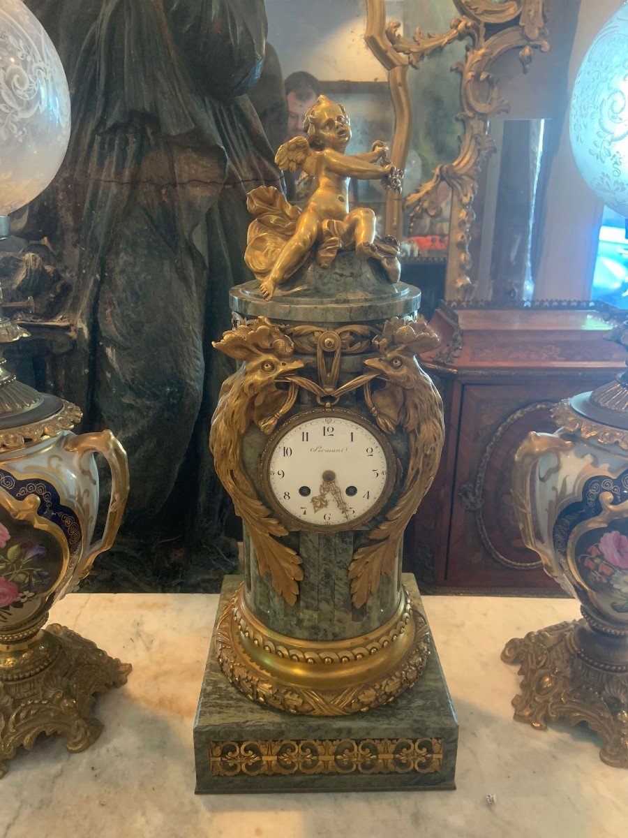 Orologio Sormani con dettagli dorati e cherubino in bronzo-photo-3