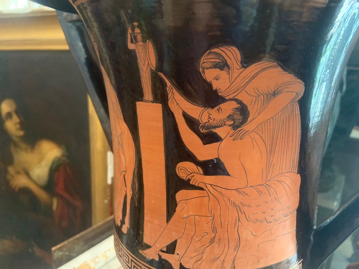 Vaso classico di Giustiani con scene del sacrificio di Ifigenia, in arancione-rosso su nero-photo-4