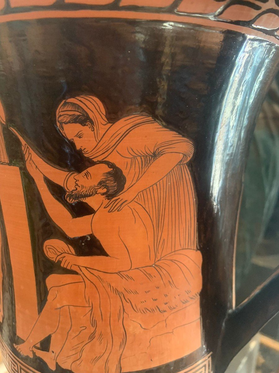 Vaso classico di Giustiani con scene del sacrificio di Ifigenia, in arancione-rosso su nero-photo-5