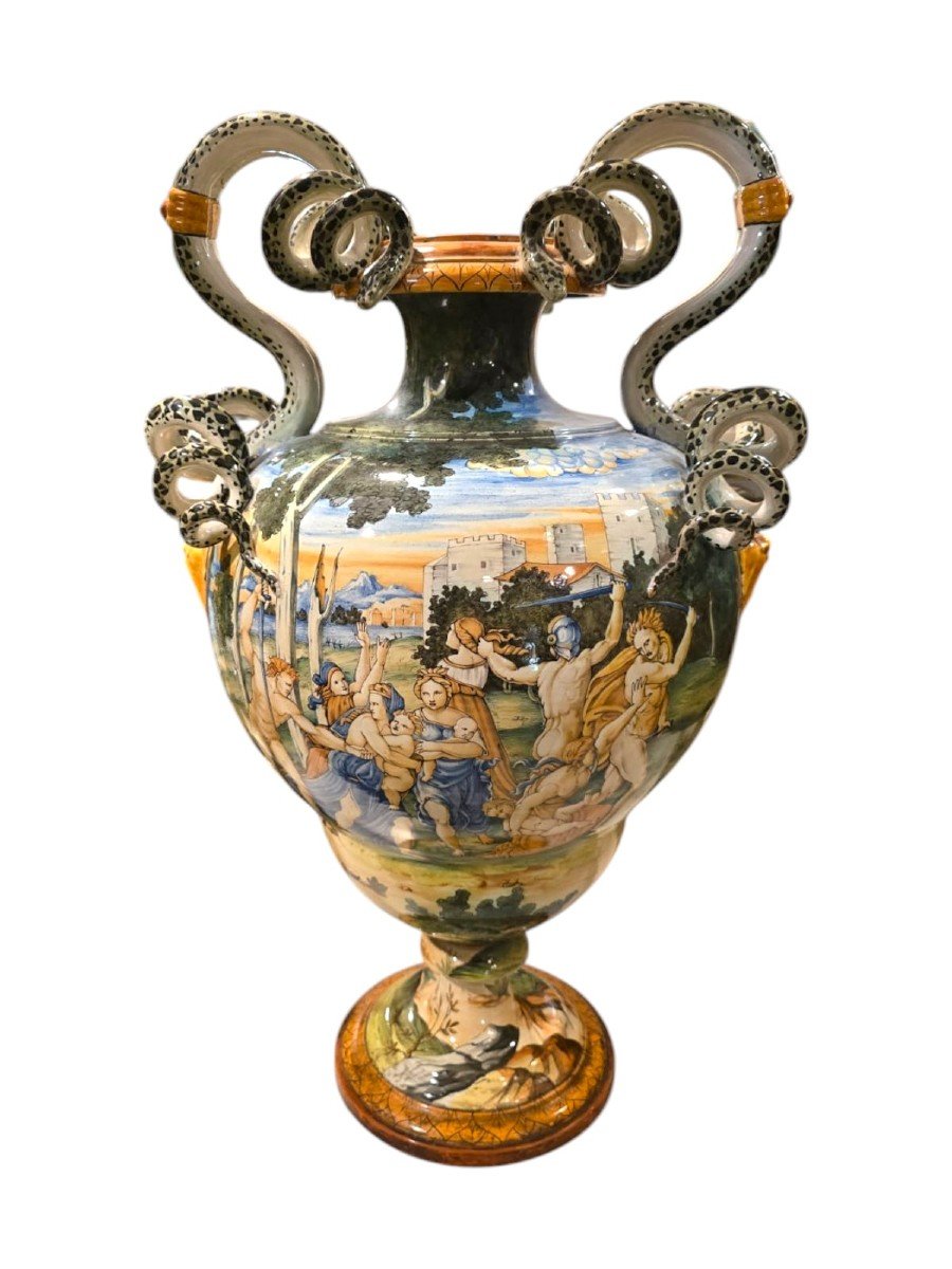 Grande Vaso in maiolica del XIX secolo, attribuibile marcato Ginori,