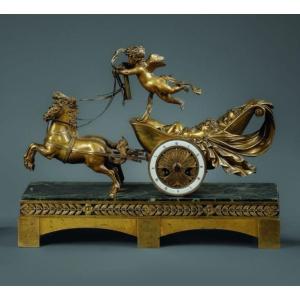 Orologio in Bronzo dorato e marmo, orologio firmato Le Roy Horloger de Madame, XIX