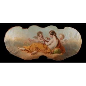 Nicolas Louis Gosse, "Hélène ricama circondata da amori", olio su tela, alcune lacune.