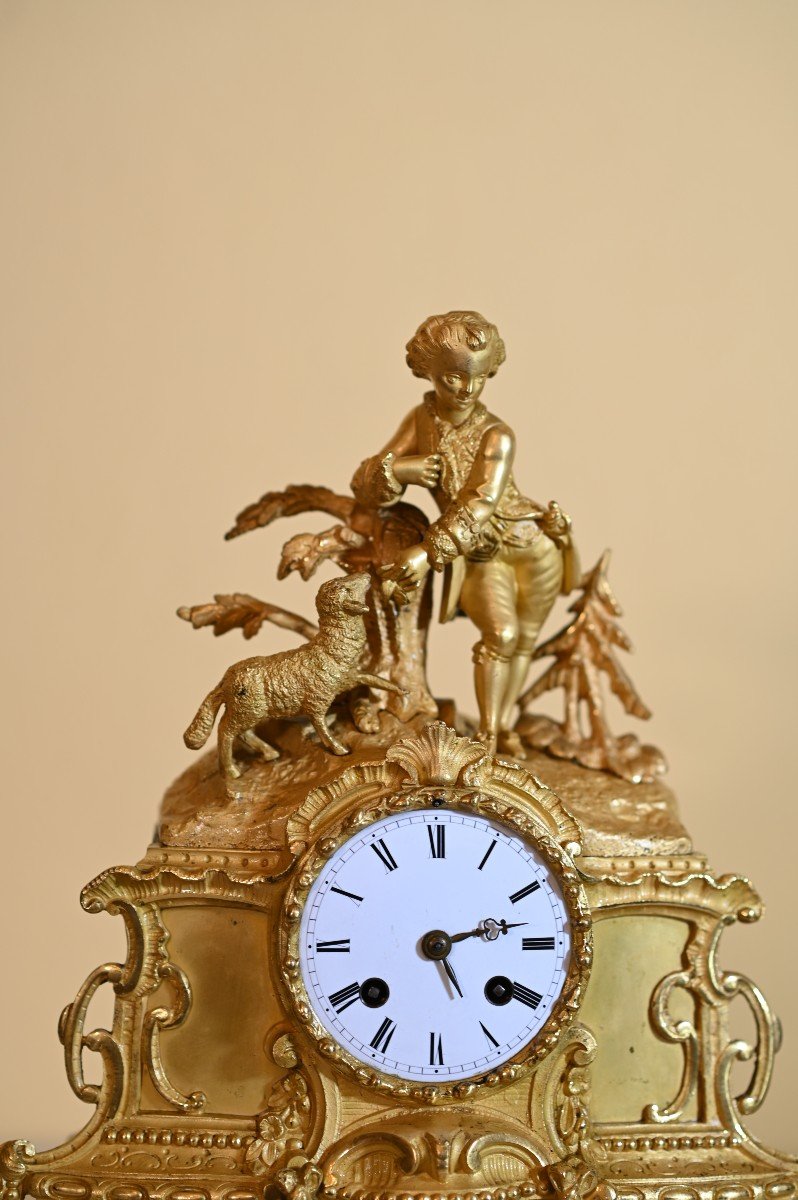 Orologio da tavolo in bronzo dorato – Francia – Sec XIX-photo-2