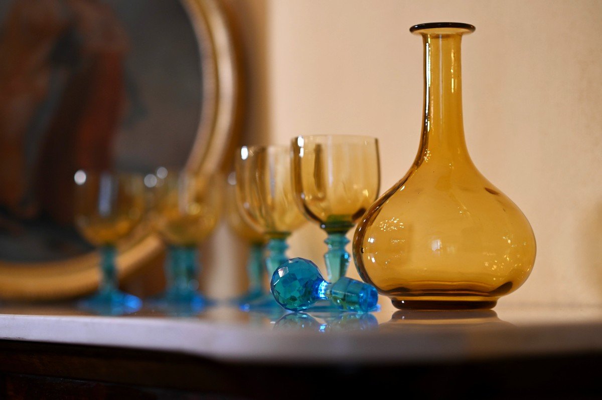 Cristallerie de Portieux Parte di servizio composto da 6 bicchieri e una bottiglia-George Sand-photo-4
