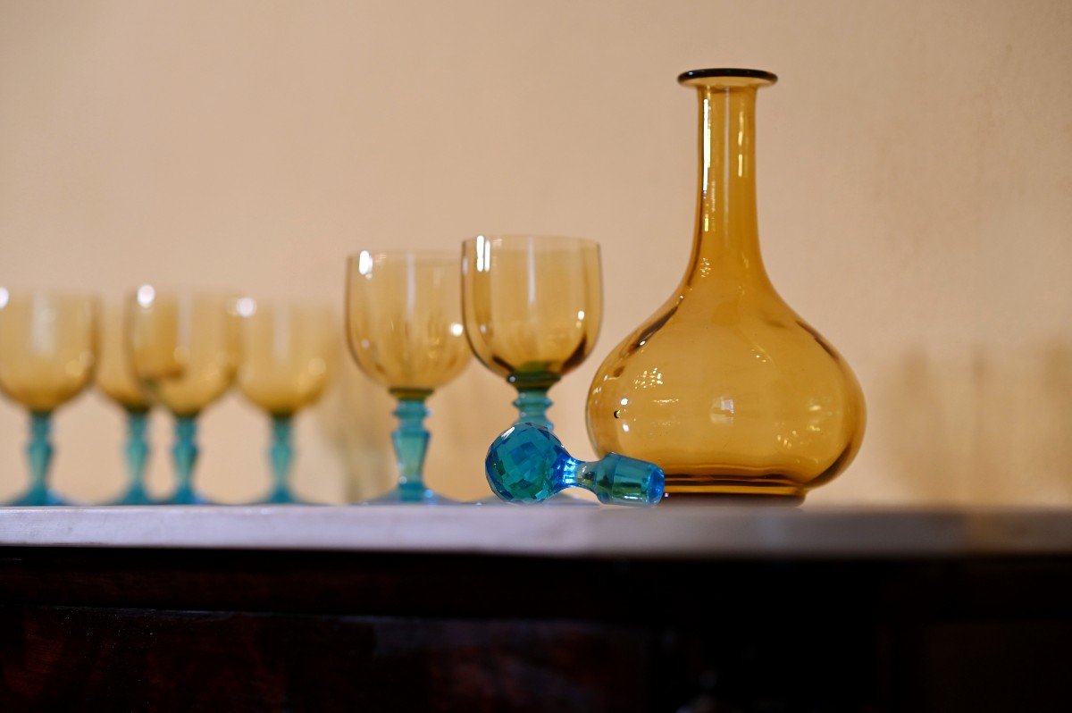 Cristallerie de Portieux Parte di servizio composto da 6 bicchieri e una bottiglia-George Sand-photo-1