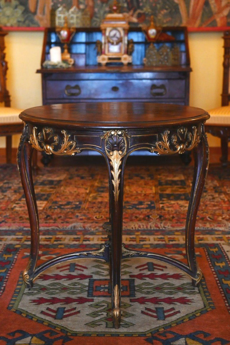Tavolino da centro in legno ebanizzato e laccature in oro – Sec. XIX--photo-4