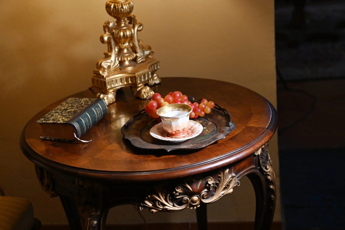 Tavolino da centro in legno ebanizzato e laccature in oro – Sec. XIX--photo-1