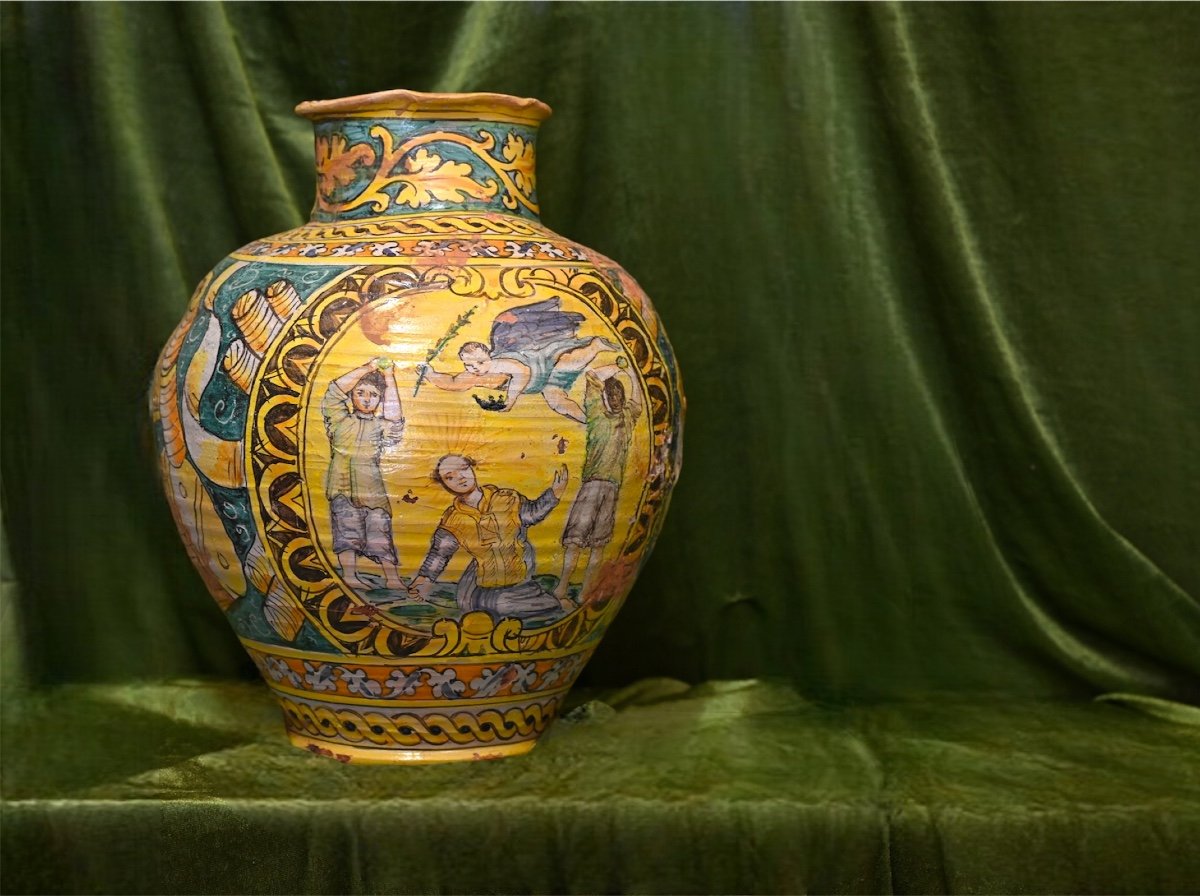 Grande vaso in maiolica siciliana ( Probabilmente Sciacca) SEC.XIX -photo-2