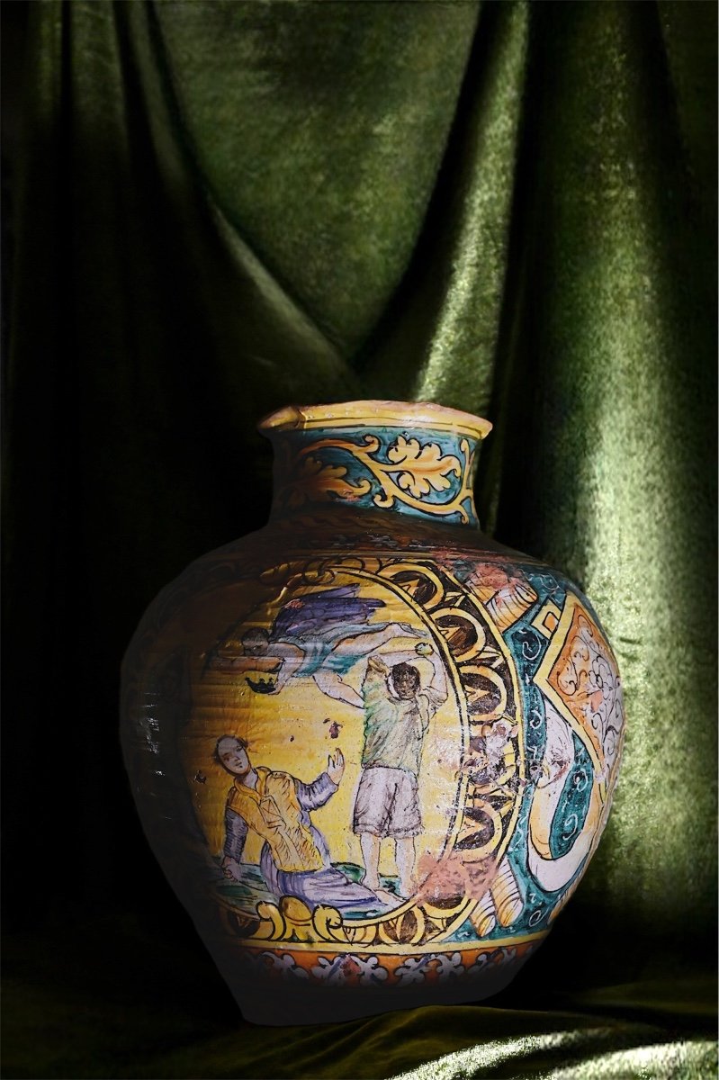 Grande vaso in maiolica siciliana ( Probabilmente Sciacca) SEC.XIX -photo-3