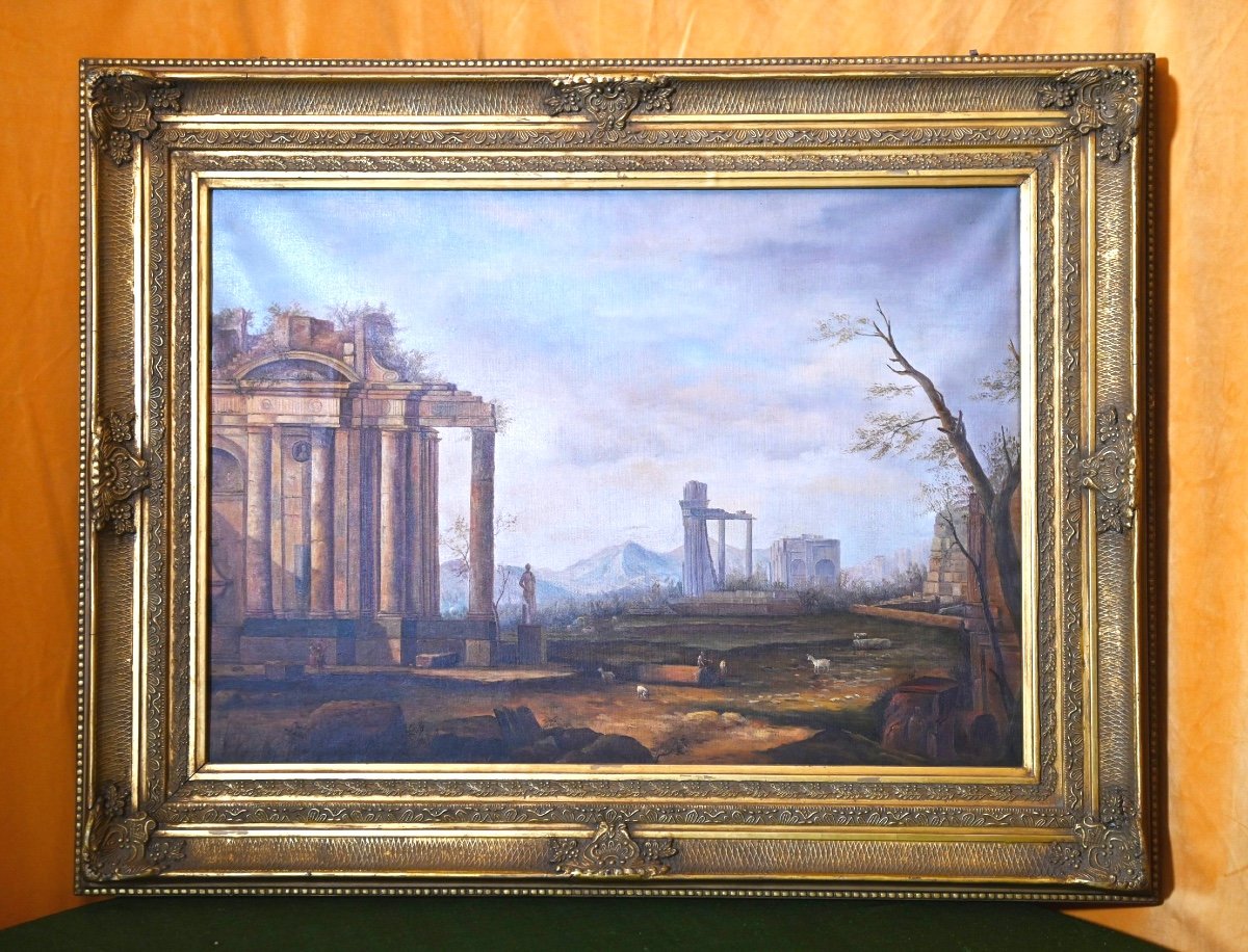 Olio su tela, secolo XX - Capriccio architettonico 