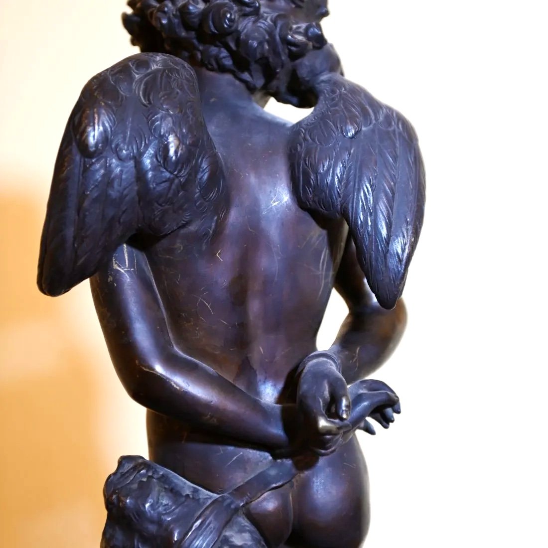 Denise Delavigne, “ Cupido Legato” . Grande scultura in bronzo. Francia, inizio secolo XX-photo-3